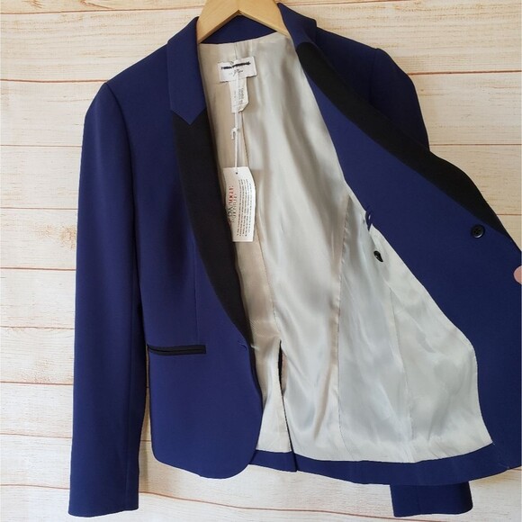 Public School for J. Crew Tailored Shawl Collar Tuxedo Jacket Blazer Royal Blue - Picture 4 of 12